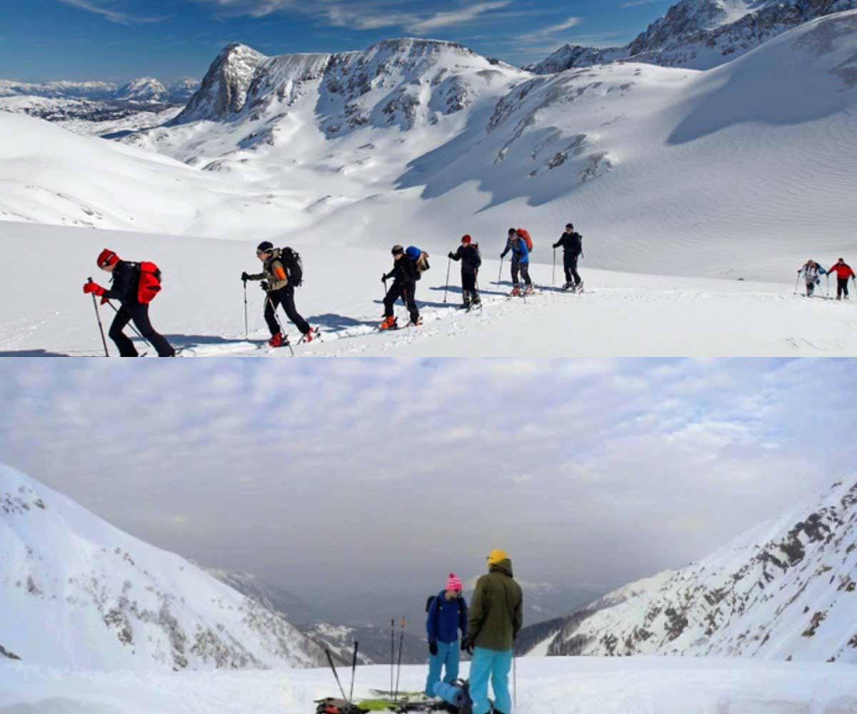 Экстремальные лыжные походы на Бзерпинский карниз, открытый для смельчаков