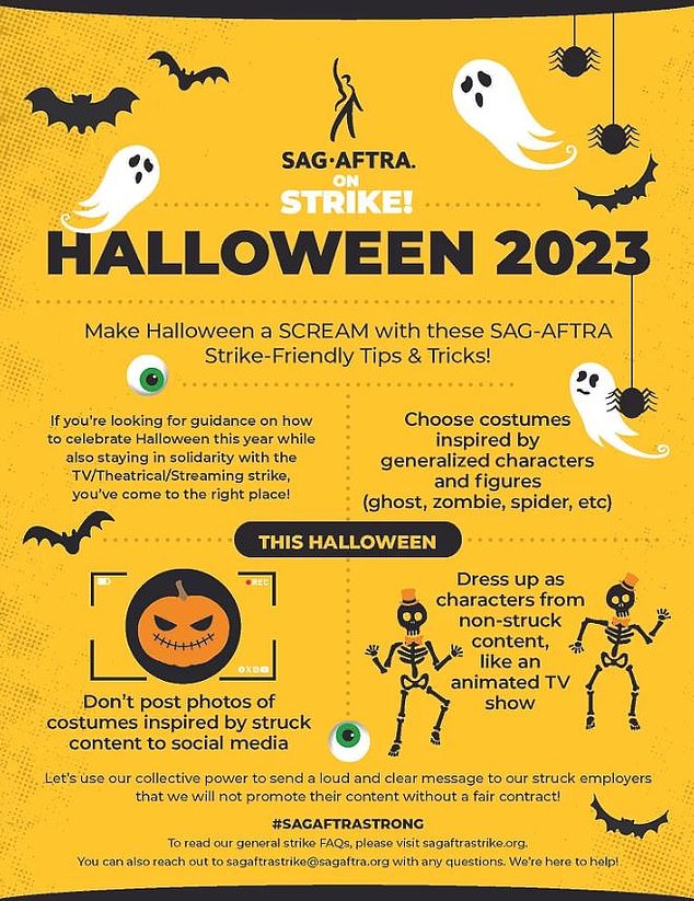 Излагая это: SAG-AFTRA разместила на веб-сайте организации свои правила Хэллоуина, которые направлены на то, чтобы не придавать фильмам студий никакой дополнительной рекламы.