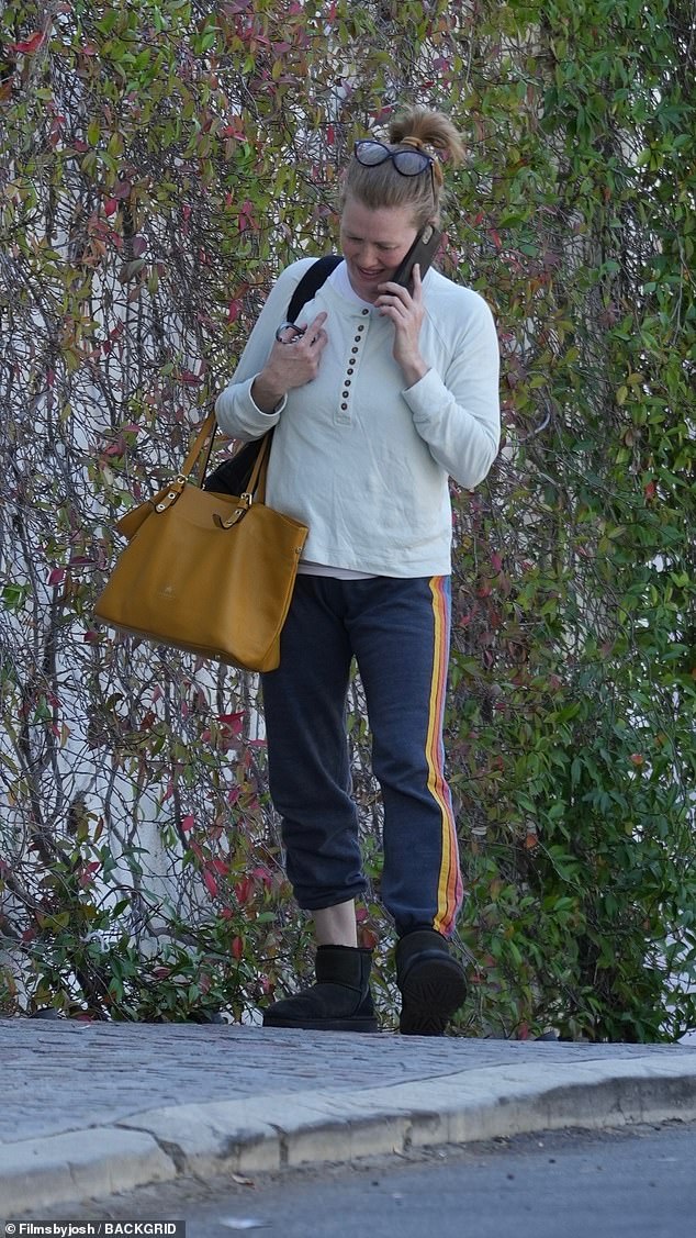 Жена Рака, 48-летняя актриса Мирей Инос, была сфотографирована в Западном Голливуде в четверг.