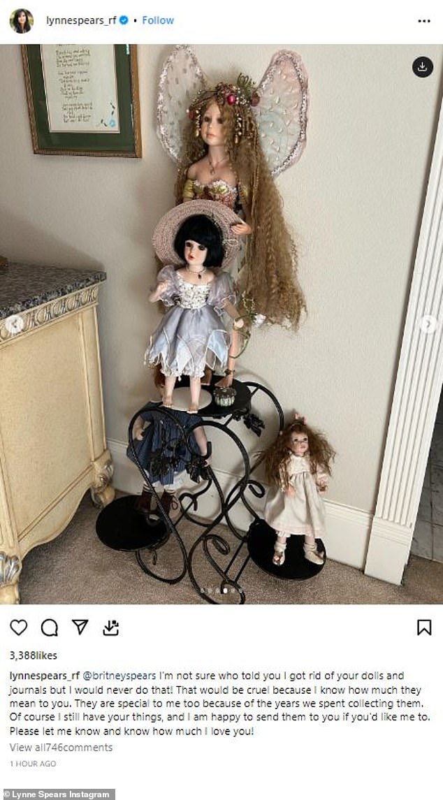 Отвергнуто: сообщение также появилось после того, как ее мать Линн в четверг зашла в Instagram, чтобы отрицать, что она продавала вещи своей дочери.