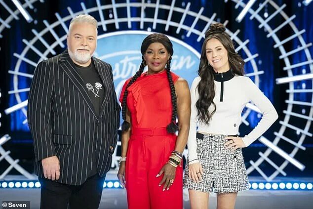 Премьера нового сезона Australian Idol, понедельник, 29 января 2024 г. На снимке судьи Кайл Сэндилэндс, Мариша Хайнс и Эми Шарк.