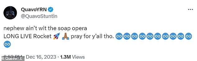 Участник Migos Quavo, который был дядей Takeoff, похоже, согласился с Offset использовать имя их павшего участника группы на фоне всей семейной драмы.