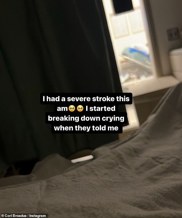 В январе 2024 года Кори рассказала, что у нее случился инсульт, в своем посте в Instagram Stories, написанном из больницы: «Мне всего 24 года, что я делала в прошлом, чтобы заслужить все это?»