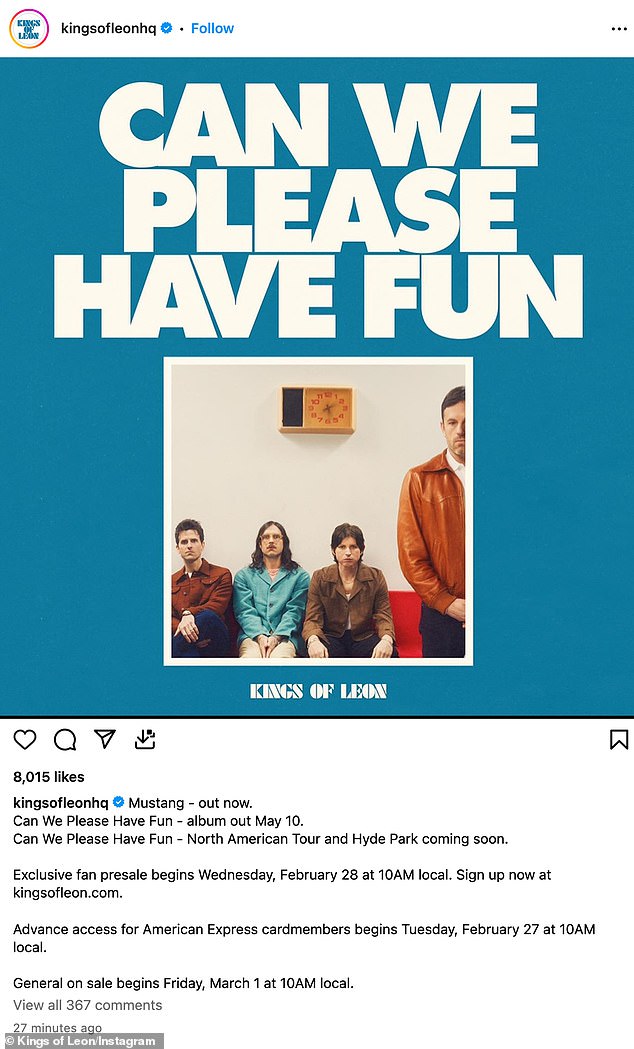 Это был настоящий фурор, поскольку они также сообщили, что их девятый полноформатный студийный альбом будет называться Can We Please Have fun и выйдет 10 мая.