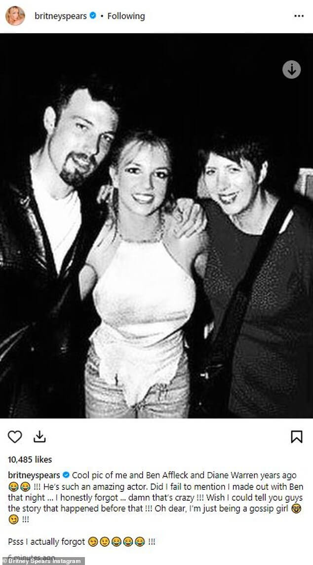 Бритни Спирс утверждает, что однажды она рассталась с Беном Аффлеком в шокирующем посте в социальной сети, но позже «забыла» о свидании… после того, как раскрыла грязь на интрижке Колина Фаррелла в 2003 году.