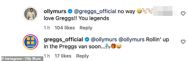 После того, как Греггс оставил комментарий под публикацией, нахальный парень из Эссекса не смог удержаться от легкого подшучивания.