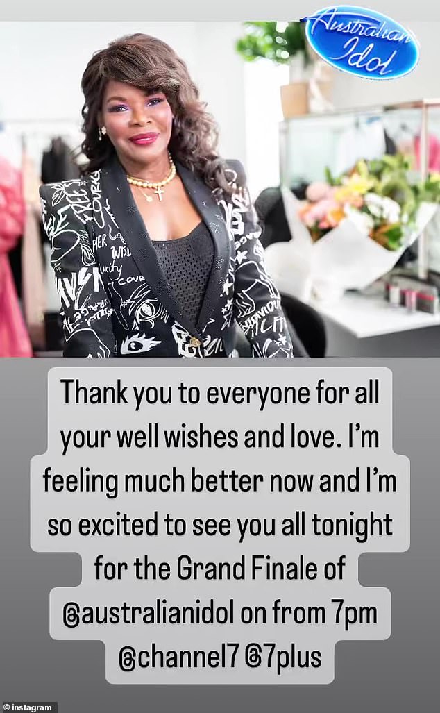 Ранее она поделилась публикацией в Instagram Stories Australian Idol, в которой поблагодарила фанатов за добрые пожелания и сказала, что «чувствует себя намного лучше».