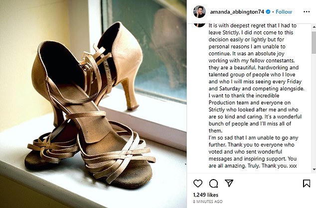 Аббингтон объявила о своем уходе из шоу в октябре прошлого года в своем посте в Instagram.