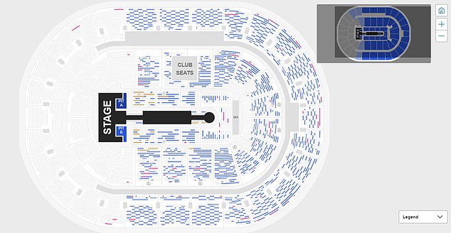 Ее свидание в BOK Center в Талсе, Оклахома, где, похоже, не было продано даже 50 процентов билетов.