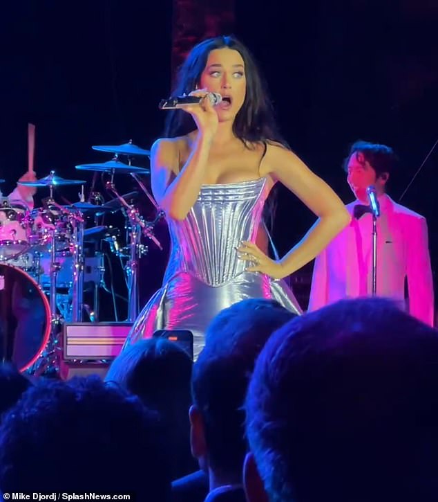 Кэти Перри излучает гламур в пышном платье серебристого цвета во время выступления на предсвадебной вечеринке миллиардера Ананта Амбани в Каннах.