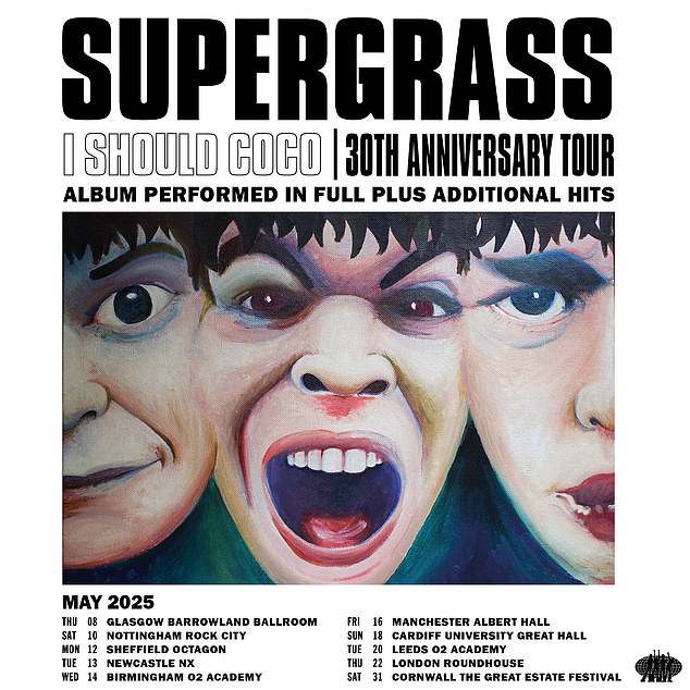 В течение мая 2025 года Supergrass выступит на площадках Глазго, Ноттингема, Шеффилда, Ньюкасла, Бирмингема, Манчестера, Кардиффа и Лидса.