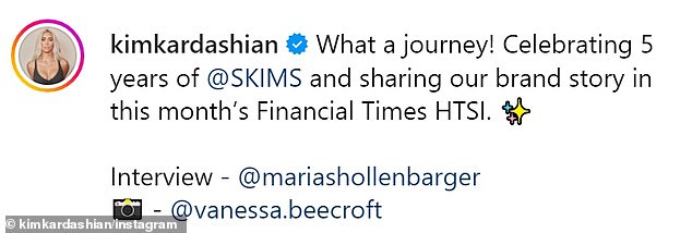 Лицо Skims представило свою новую статью и интервью в новом выпуске Financial Times HTSI.