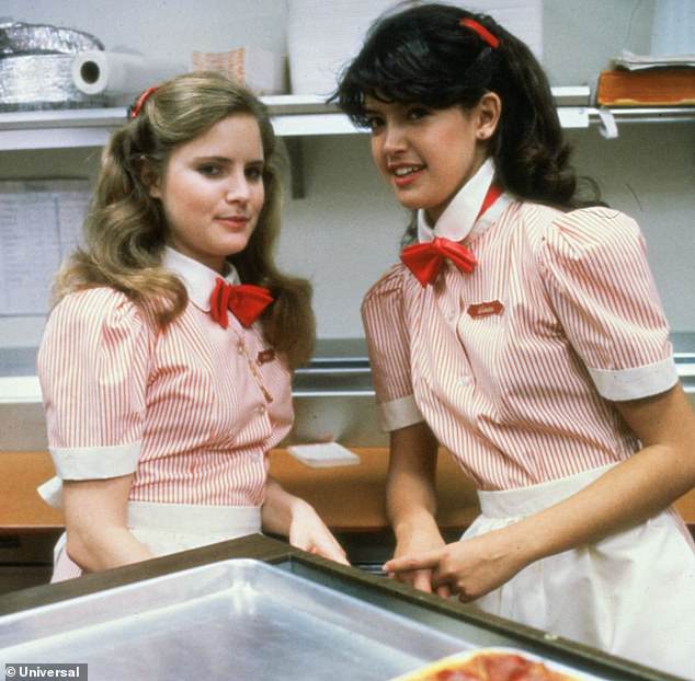 Ли с Фиби Кейтс во время веселых времен в Риджмонт Хай, 1982 год.