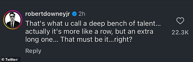 В последнем посте в Instagram Marvel, сообщающем о потрясающей новости, Дауни-младший оставил комментарий и язвительно спросил: 