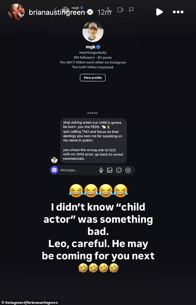 51-летний Брайан опубликовал сообщение от Machine в своем Instagram stories, а также свои собственные мысли по этому поводу